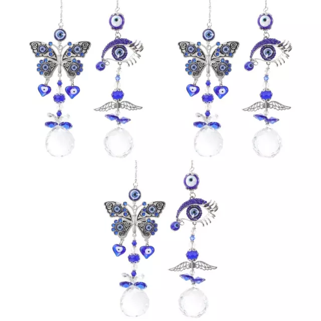 6 piezas decoraciones colgantes de cristal adorno ojos azules para captar el sol