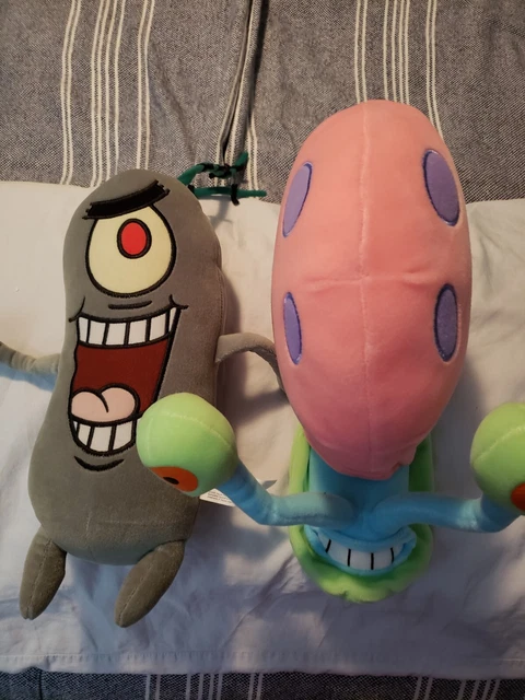 Spongebob Squarepants Gary Snail 11" and Plankton 13" Plush Viacom 2009