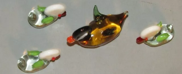 LAUSCHA GLASFIGUREN: Entenfamilie leicht stilisiert... 3 Enten  1 Erpel 2