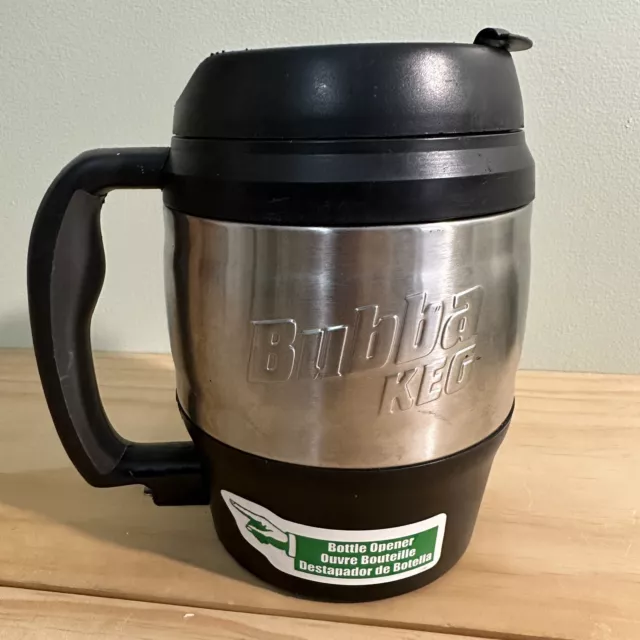 Bubba Keg 52" Insulated Travel Mug Black & Stainless Bottle Opener USED