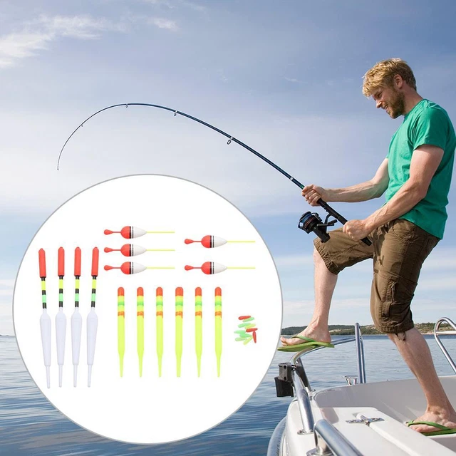 SRG Lot De 12 Flotteurs De Pêche – 0,2 Et 0,3 G, Pointes Rouge Et Jaune, Corps En Bois De Balsa