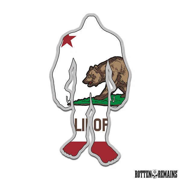 California State Flag Bigfoot Decal CA Sasquatch Big Foot Skunk Ape Sticker e7m