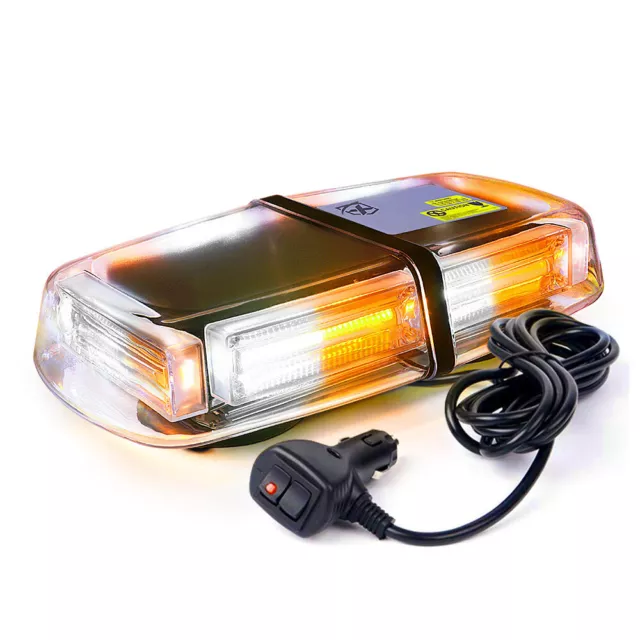 Xprite LED Rooftop Strobe Lights Truck Emergency Warning Hazard White Amber COB