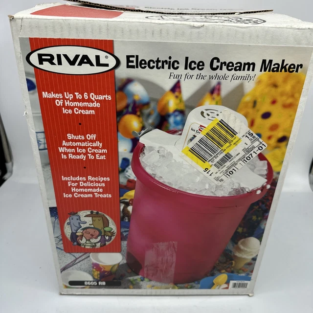 VINTAGE RIVAL ELECTRIC Ice Cream Freezer Maker 6 Qt Quart Model 8605 RB