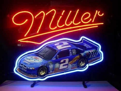 Neon Light Sign Lamp For Miller Lite Beer 17"x14" Nascar #2 Kurt Busch Racing