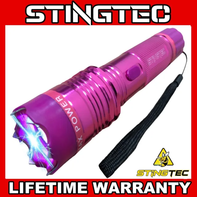 PINK Metal MILITARY Stun Gun 350 Million Volt Rechargeable + LED Flashlight NEW