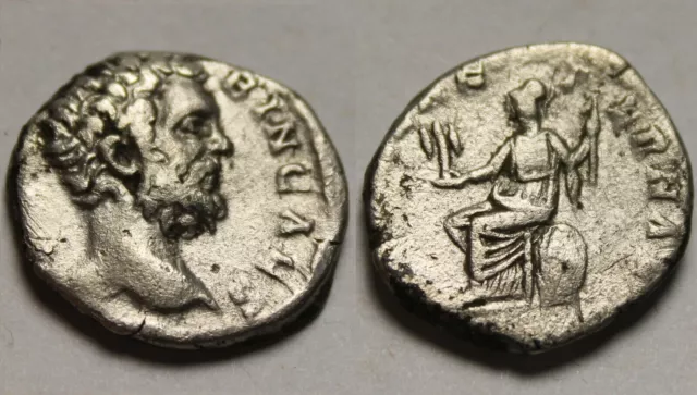 Rare Genuine ancient Roman silver coin denarius Clodius Albinus 195 Roma Paladiu