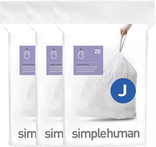 simplehuman 4.5L 150ct Code A Custom Fit Trash Bags Liner White