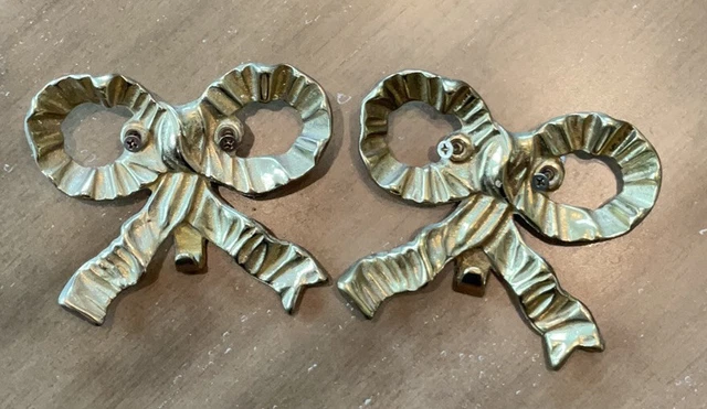 Vintage Solid Brass French Bows ~ Wall Hanger With Hook Wall Decor