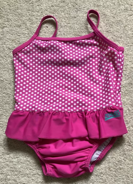 Baby Girls Zoggs Swimming Costume With Nappy 12-24 Months