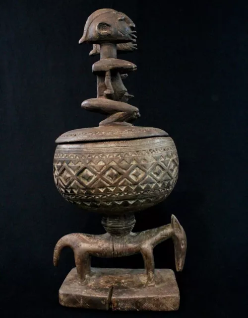 Art African tribal - Pot Or Box Ointment Wooden Ethnic Dogon Mali - 47 CMS