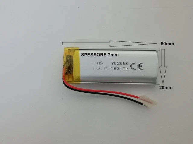 Batteria ai polimeri di litio 3.7 V - 750 mAh - Listen Technologies