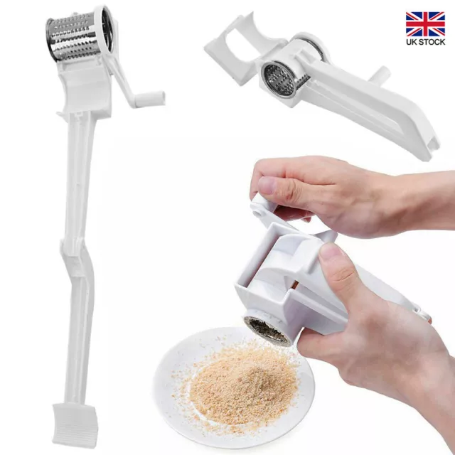 Stainless Steel Kitchen Cheese Vegetable Grater Hand Held Rotary Shredder Cutter