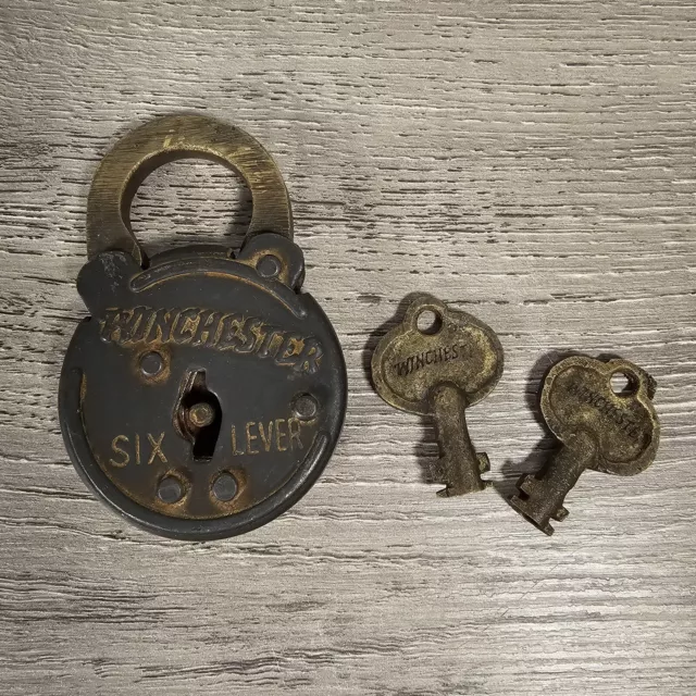 Winchester Repeating Arms Co. 6 Six Lever Padlock Lock & 2 Working Key Old West