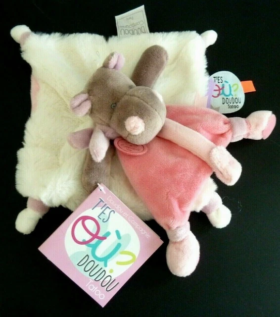 DC1. DOUDOU ET COMPAGNIE T'ES OU HIPPOPOTAME VACHE ROSE BLANC TAUPE 16cm - NEUF