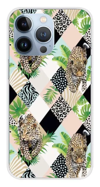 Custodia in silicone stampata compatibile con Apple iPhone 13 Pro Leopard...