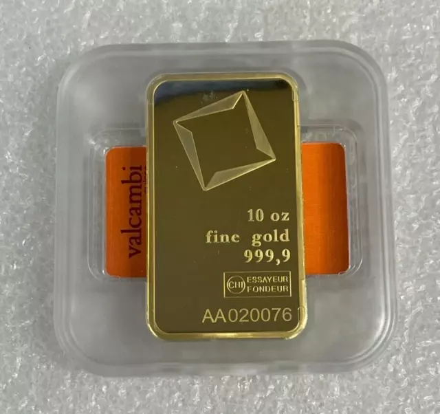 Valcambi Suisse 10 oz Gold Bar .9999 Sealed With Assay Certificate 24 Karat