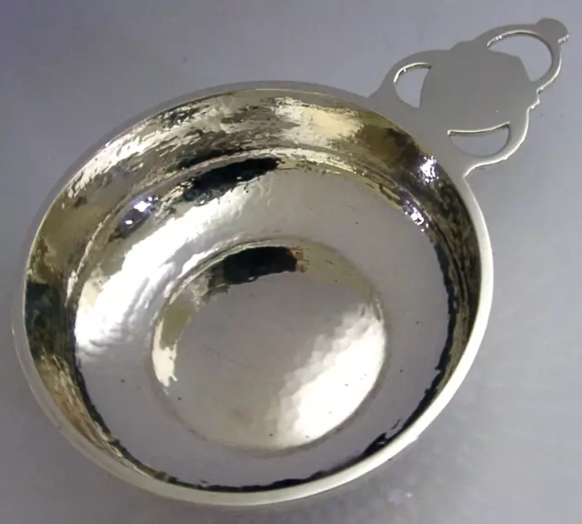 ENGLISH STERLING SILVER PLANISHED PORRINGER CUP BOWL 1914 ARTS & CRAFTS 128g