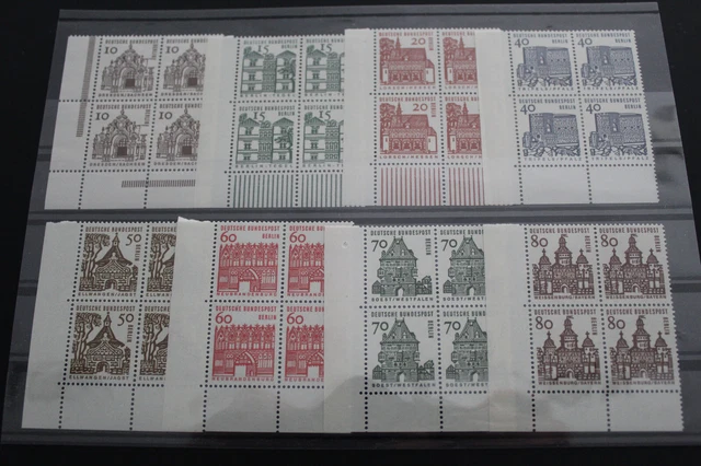 Berlin 242 - 249 Kleine Bauwerke Eckrand Viererblock Satz postfrisch (G2623)