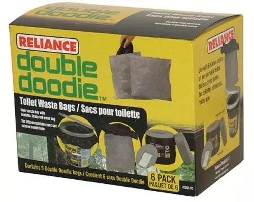 Reliance Double Doodie Toilet Waste Bag , Leak proof seal ,Easy cleanup ,6 Pack