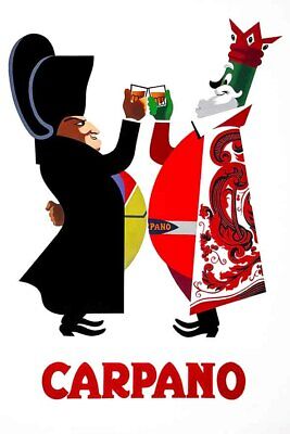 Poster Manifesto Locandina Pubblicitaria d'Epoca Stampa Vintage Drink Carpano