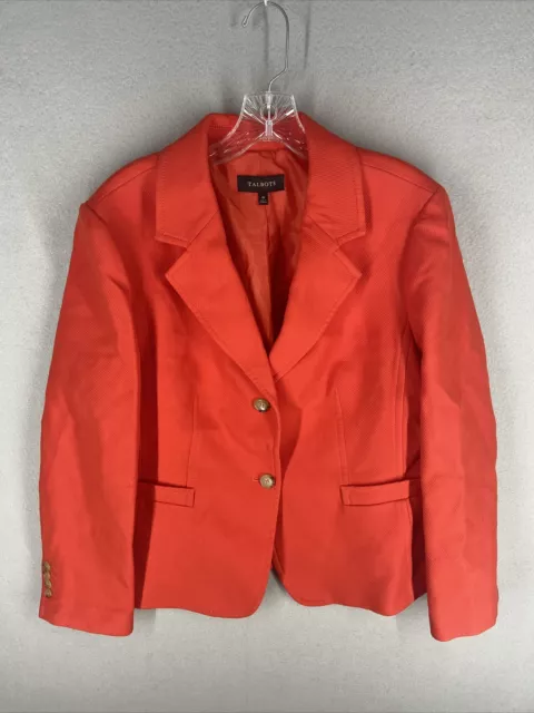 Talbots Blazer Womens Size 18 Red Orange Two Button Lined Long Sleeve Jacket