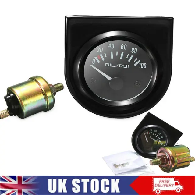 Universal 2" 52mm 100PSI Digital LED Oil Press Pressure Gauge & Sensor Meter Ki