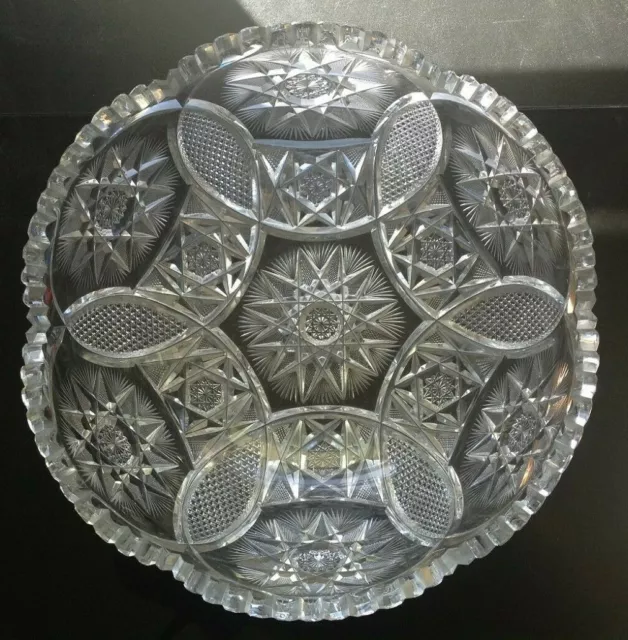 Beautiful ABP Brilliant Period Cut Glass Punch Bowl/3 Cups Meriden Pat. #136