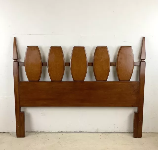 Mid-Century Modern Burl Finish Headboard- Full/Queen Size