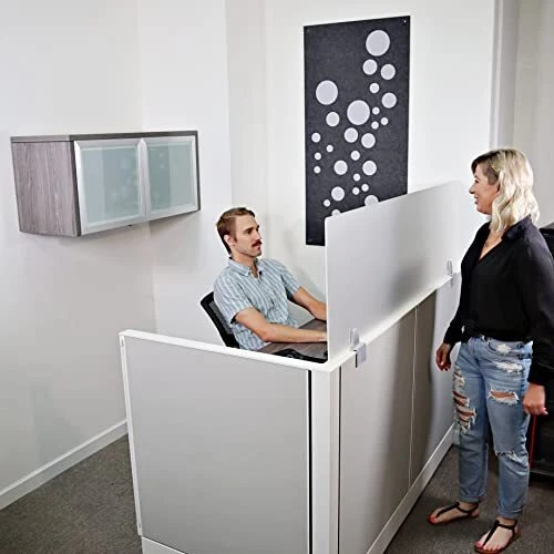Obex 12" Frosted Acrylic Cubicle Mounted Privacy Panel with Large Brackets Al...