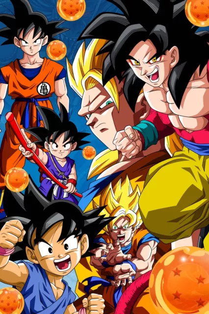 Dragon Ball Z/Super Poster Goku from SSJ to Ultra 12in x 18in Free