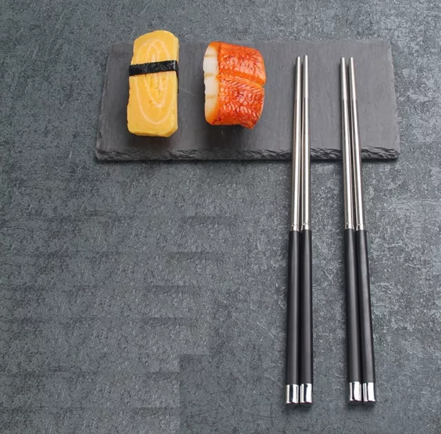 1 Par Chino Palillos Set Acero Inoxidable Sushi Barra Palillos 3