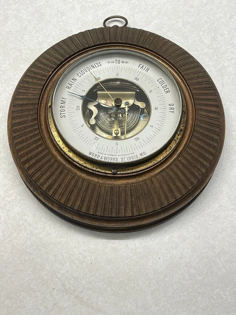 Antique Word & Works St. Louis MO Barometer Wood Framed Made in Germany