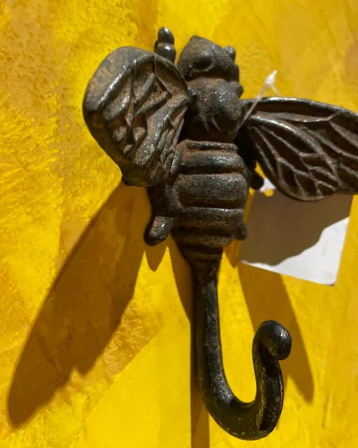 Bumble Bee Vintage Hand Forged Cast Iron Handcrafted Artisan Coat Key Wall Hook