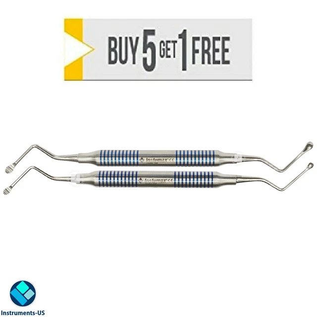Lucas Curette Dental/Surgical Bone Curettes Set of 2-PCS (Buy 5 Get 1 Free)