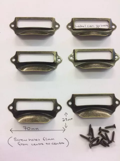 6X Handles With Card Slots,Metal Drawer Label Handle Knob,Door Haberdashery Pull