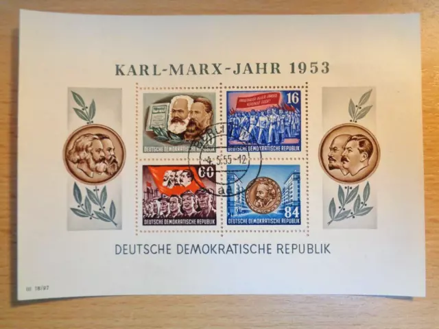 Ddr 1953 Marken Block 9A  Gezähnt Karl Marx Jahr Gestempelt