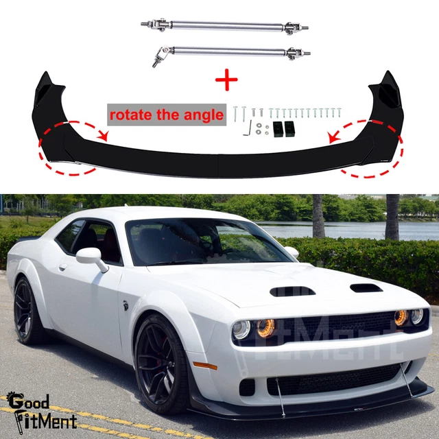 For Dodge Challenger Charger SRT Front Bumper Lip Spoiler Splitter + Strut Rods