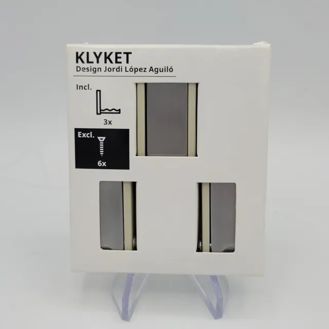IKEA Klyket 3 Pack Foldable Folding Wall Hook Hanger Aluminum Beige New