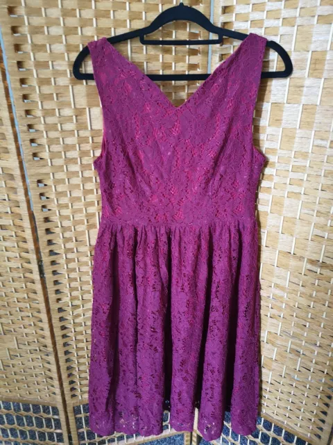 LINDY BOP Demi Burgundy Lace SWING Dress Fit and Flare 50s Vintage Style BNWT 10