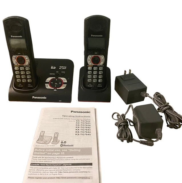 Black/Red Panasonic kx-tg9371b includes 2 Handsets 1 charger cradle No Batteries