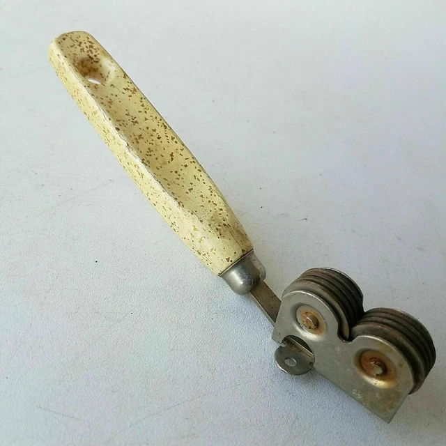 Ekco Pull Through Knife Sharpener Yellow Speckled Wood Handle