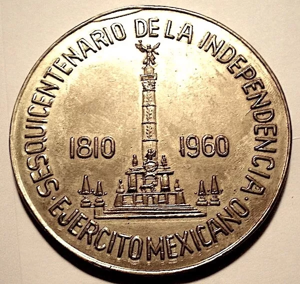 MEXICO SESQUICENTENARIO de INDEPENDENCIA 1960 60mm MEDAL COPPER UNLISTED! Ppd-US