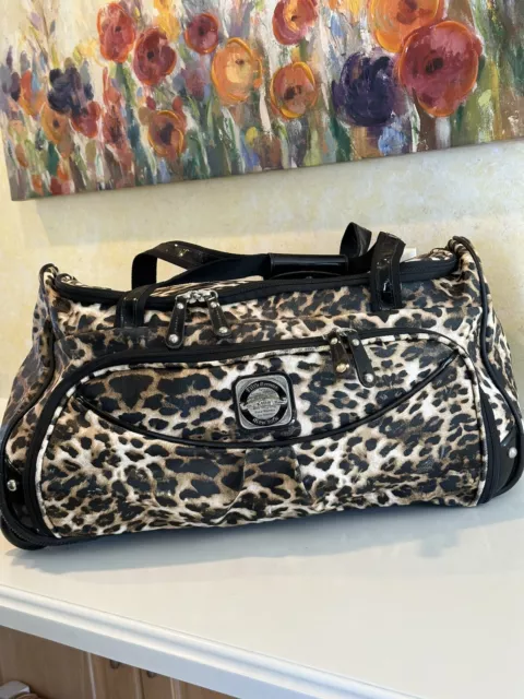 Kathy Van Zeeland Animal Print Duffel / Duffle Travel Bag Handle Wheels 20”