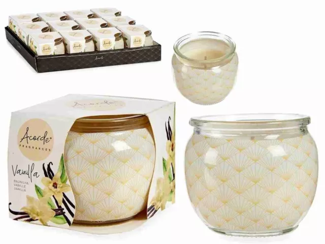 Set 12 Pièces Pot Verre Décoré Bougie Parfumée Vanille Dfh