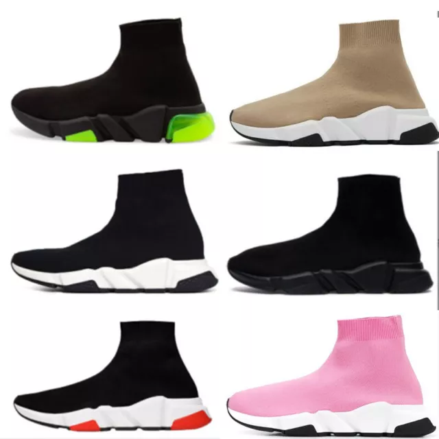Womens Sock Knitted Flat Sneakers Trainers Speed Runners Girls Boys Sport Shoes