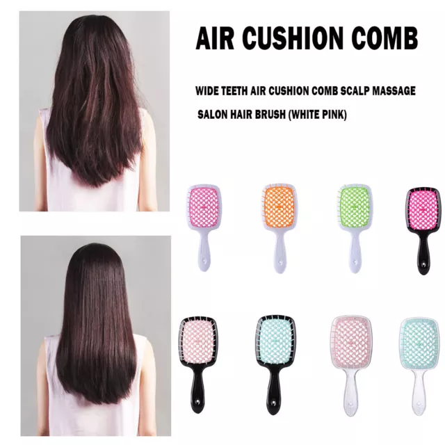 LF# Wide Teeth Air Cushion Comb Scalp Massage Salon Hair Brush (Black Blue)