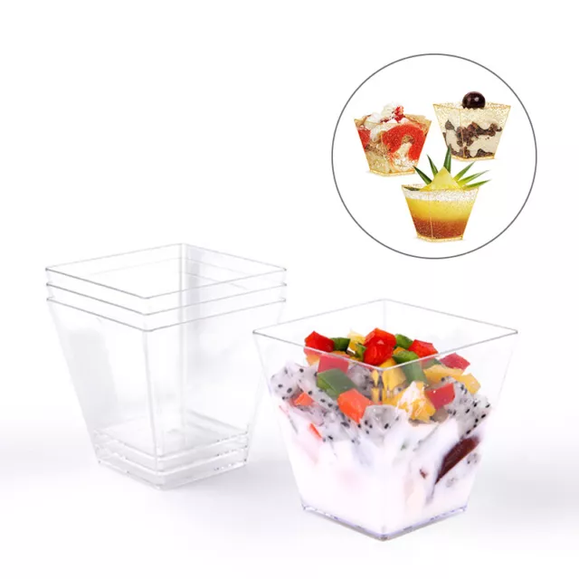 10pcs Plastic Dessert Cups Trapezoid Disposable Food Cake Dessert Cup Container