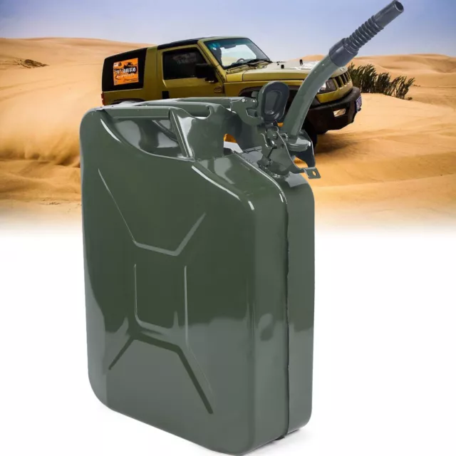 5 GALLON JERRY Can 20L Gas Steel Tank Green Emergency Backup Army ...