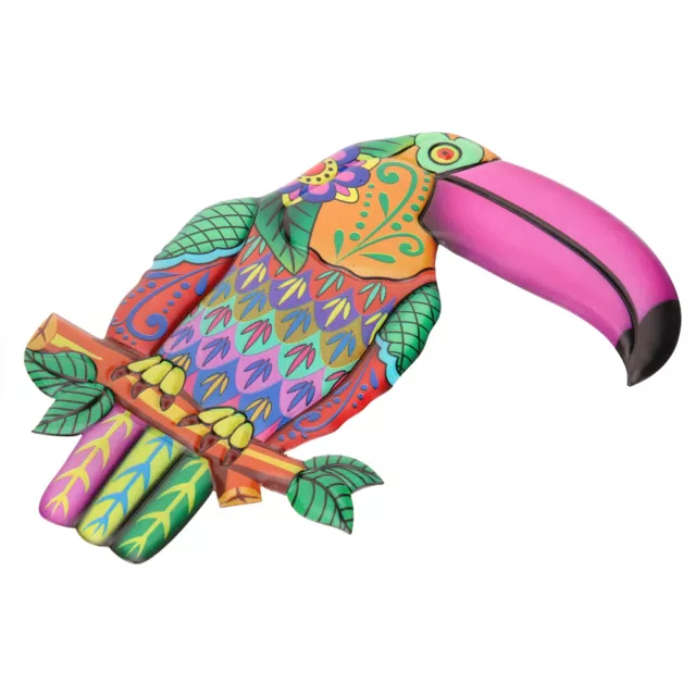 Iron Toucan Ornament Metal Parrot Wall Decor Garden Fence Art Bird